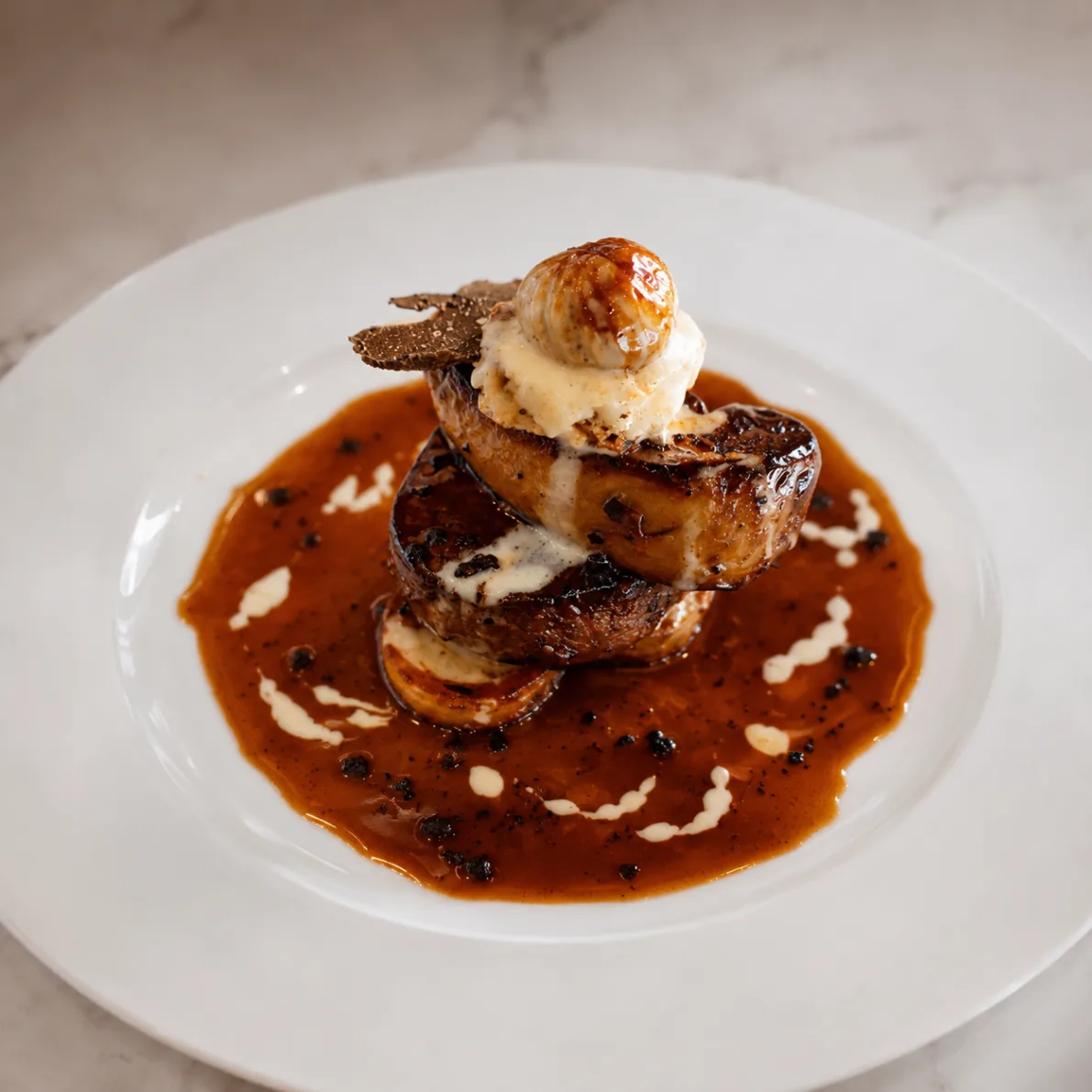 Filet mignon with foie gras, black truffle, and Périgueux sauce