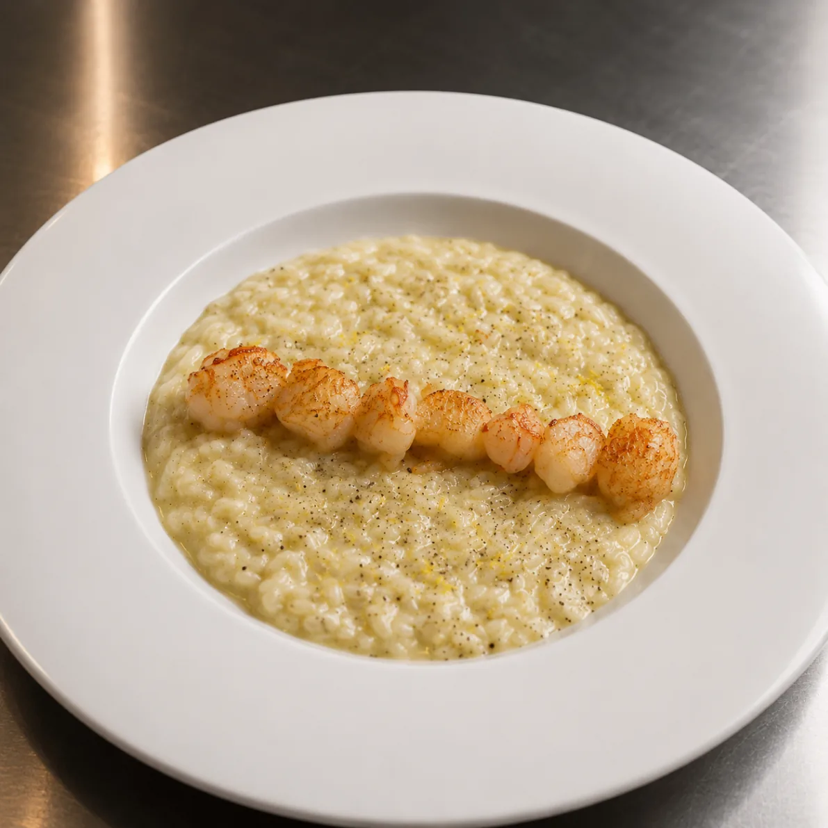 Saffron risotto with seared langoustine tails
